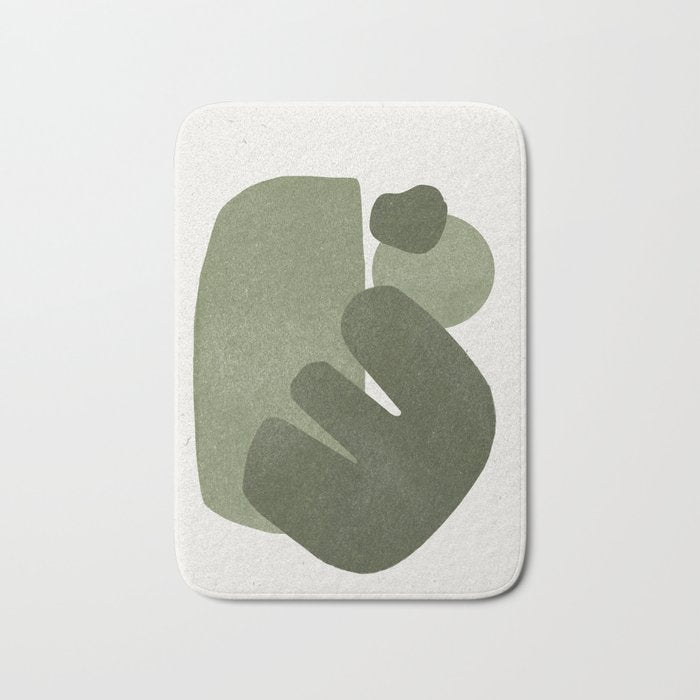 Modern Green Shapes Bath Mat Gallery Image 1