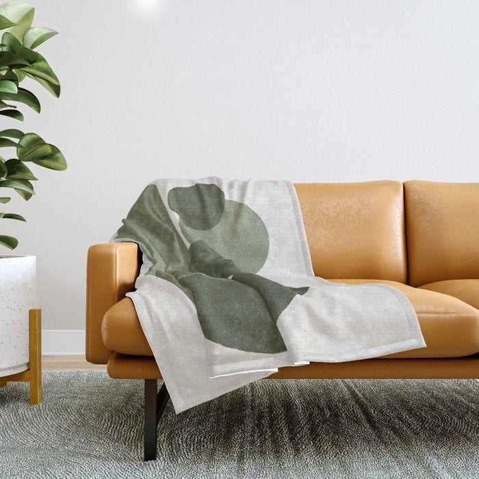 Modern Green Shapes Throw Blanket Gallery Image 1