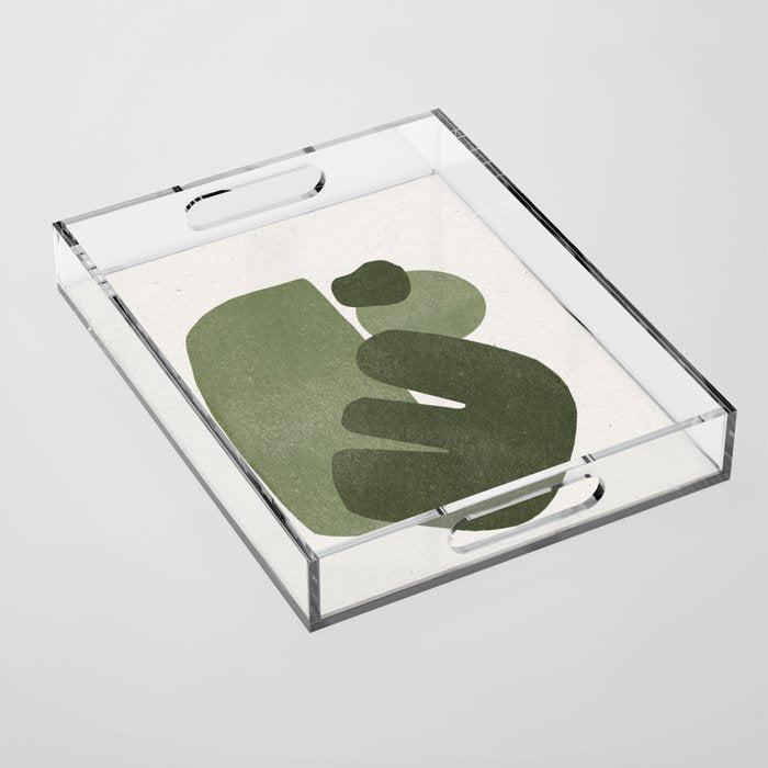 Modern Green Shapes Acrylic Tray Gallery Image 1