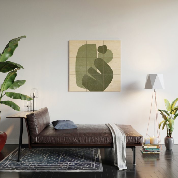 Modern Green Shapes Wood Wall Art Gallery Image 2