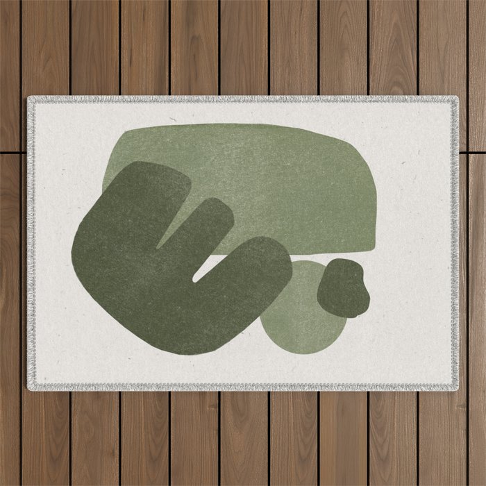 Modern Green Shapes Outdoor Rug Gallery Image 1