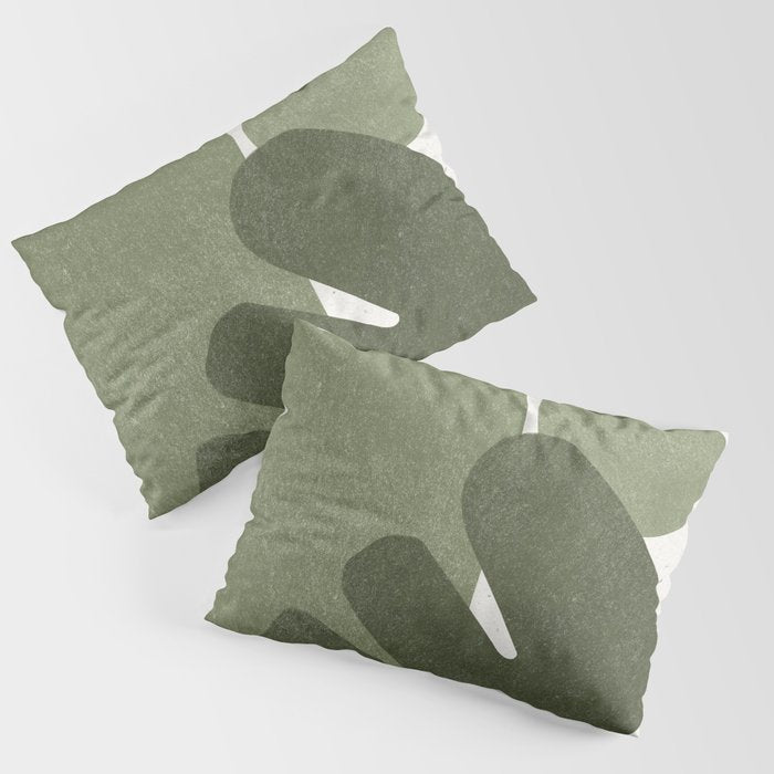 Modern Green Shapes Pillow Sham Gallery Image 1