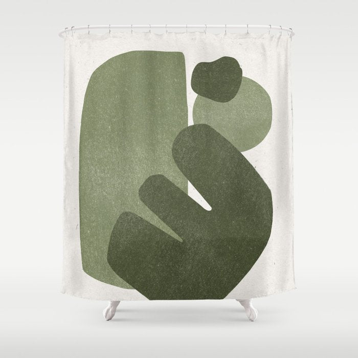 Modern Green Shapes Shower Curtain Gallery Image 1