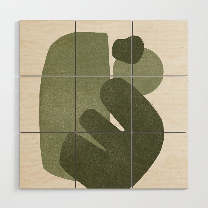 Modern Green Shapes Wood Wall Art Gallery Image 1