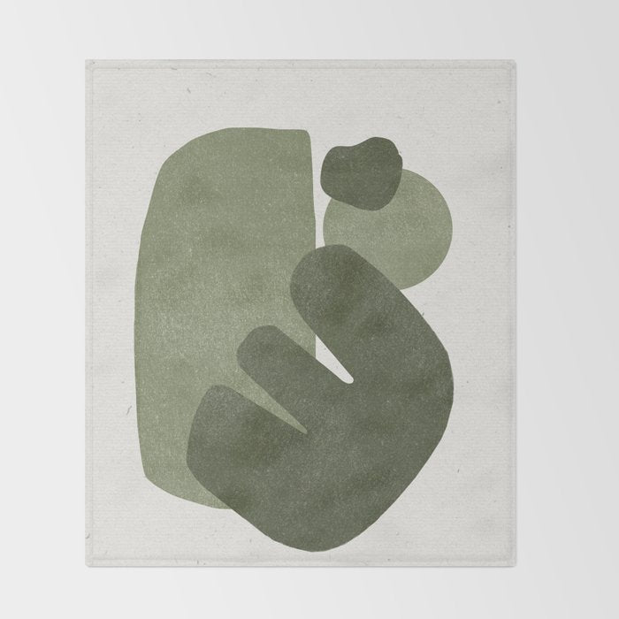 Modern Green Shapes Throw Blanket Gallery Image 2