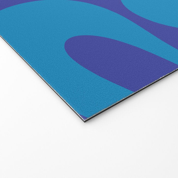 Bold Blue Soft Curves Retro Modern Abstract Pattern Welcome Mat Gallery Image 2