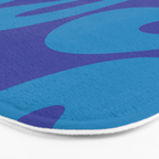 Bold Blue Soft Curves Retro Modern Abstract Pattern Bath Mat Gallery Image 3