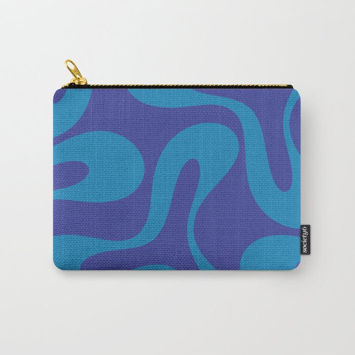 Bold Blue Soft Curves Retro Modern Abstract Pattern Carry All Pouch Gallery Image 1