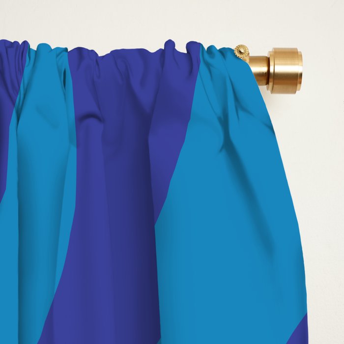 Bold Blue Soft Curves Retro Modern Abstract Pattern Window Curtain Gallery Image 2