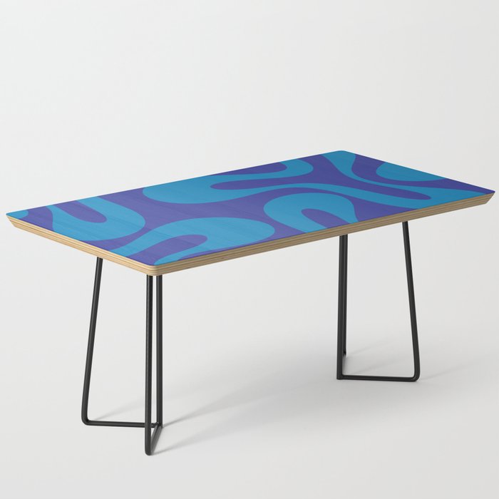 Bold Blue Soft Curves Retro Modern Abstract Pattern Coffee Table Gallery Image 1
