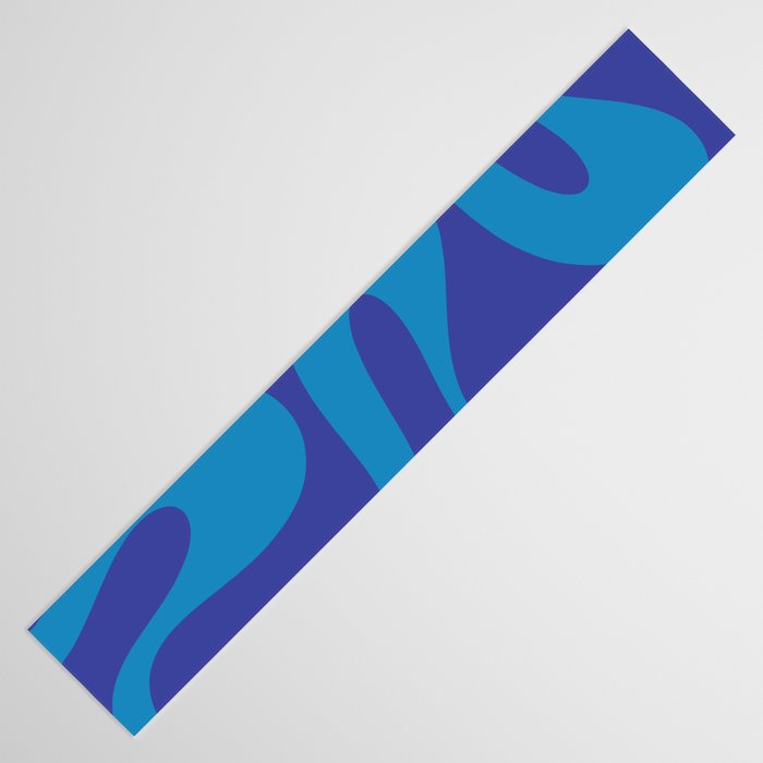 Bold Blue Soft Curves Retro Modern Abstract Pattern Table Runner Gallery Image 3