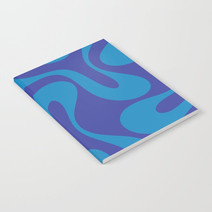 Bold Blue Soft Curves Retro Modern Abstract Pattern Notebook Gallery Image 2