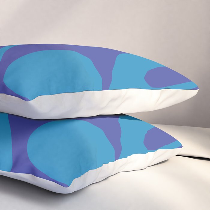 Bold Blue Soft Curves Retro Modern Abstract Pattern Pillow Sham Gallery Image 3