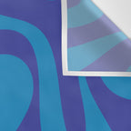 Bold Blue Soft Curves Retro Modern Abstract Pattern Wall Tapestry Gallery Image 3