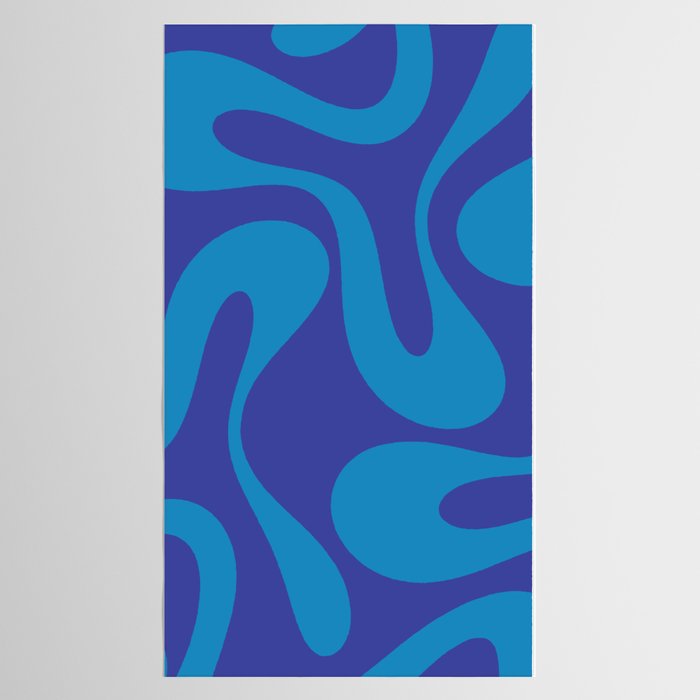 Bold Blue Soft Curves Retro Modern Abstract Pattern Tablecloth Gallery Image 2