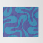 Bold Blue Soft Curves Retro Modern Abstract Pattern Throw Blanket Gallery Image 2