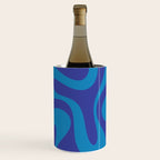 Bold Blue Soft Curves Retro Modern Abstract Pattern Wine Chiller Gallery Image 3