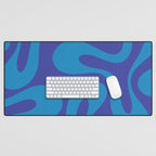 Bold Blue Soft Curves Retro Modern Abstract Pattern Desk Mat Gallery Image 1