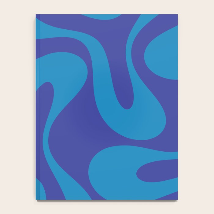 Bold Blue Soft Curves Retro Modern Abstract Pattern Notebook Gallery Image 4