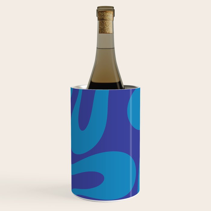 Bold Blue Soft Curves Retro Modern Abstract Pattern Wine Chiller Gallery Image 2