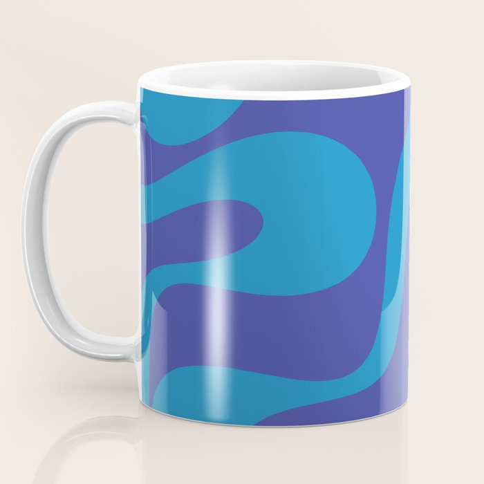 Bold Blue Soft Curves Retro Modern Abstract Pattern Coffee Mug Gallery Image 3