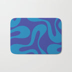 Bold Blue Soft Curves Retro Modern Abstract Pattern Bath Mat Gallery Image 1
