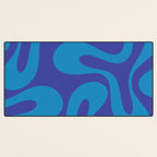 Bold Blue Soft Curves Retro Modern Abstract Pattern Desk Mat Gallery Image 3