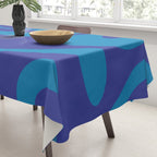 Bold Blue Soft Curves Retro Modern Abstract Pattern Tablecloth Gallery Image 3