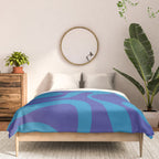 Bold Blue Soft Curves Retro Modern Abstract Pattern Comforter Gallery Image 3