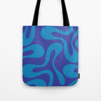 Bold Blue Soft Curves Retro Modern Abstract Pattern Tote Bag Gallery Image 1