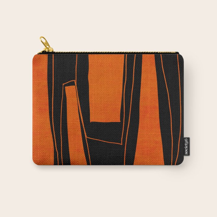 Bold Black and Orange Abstract Carry All Pouch Gallery Image 1