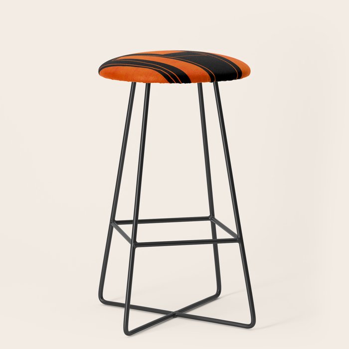 Bold Black and Orange Abstract Stool Gallery Image 1
