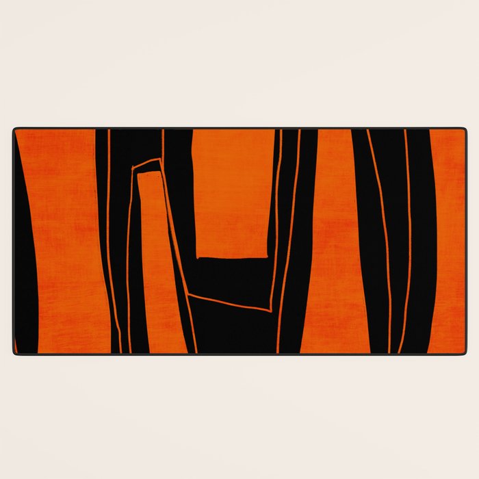 Bold Black and Orange Abstract Desk Mat Gallery Image 3