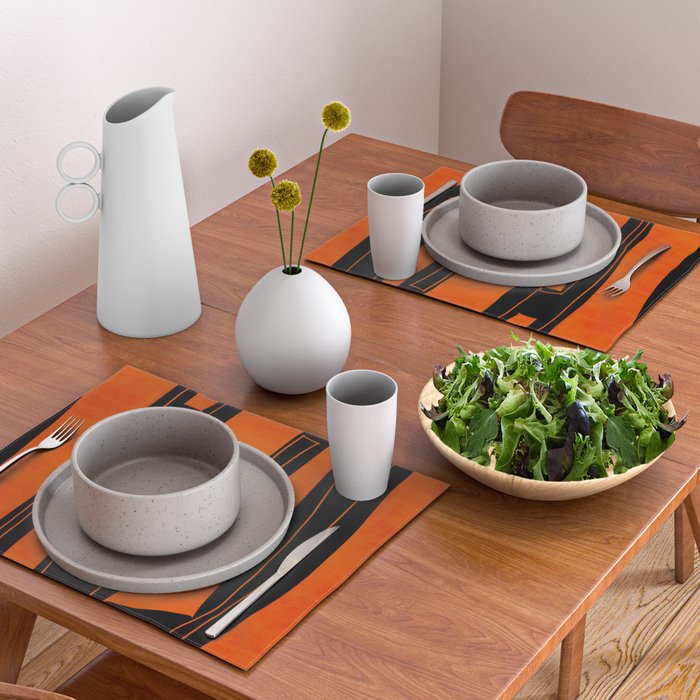 Bold Black and Orange Abstract Placemat Gallery Image 2