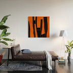 Bold Black and Orange Abstract Wood Wall Art Gallery Image 2