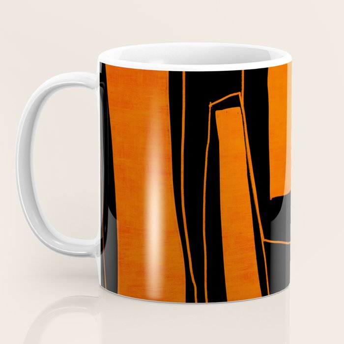 Bold Black and Orange Abstract Coffee Mug Gallery Image 3