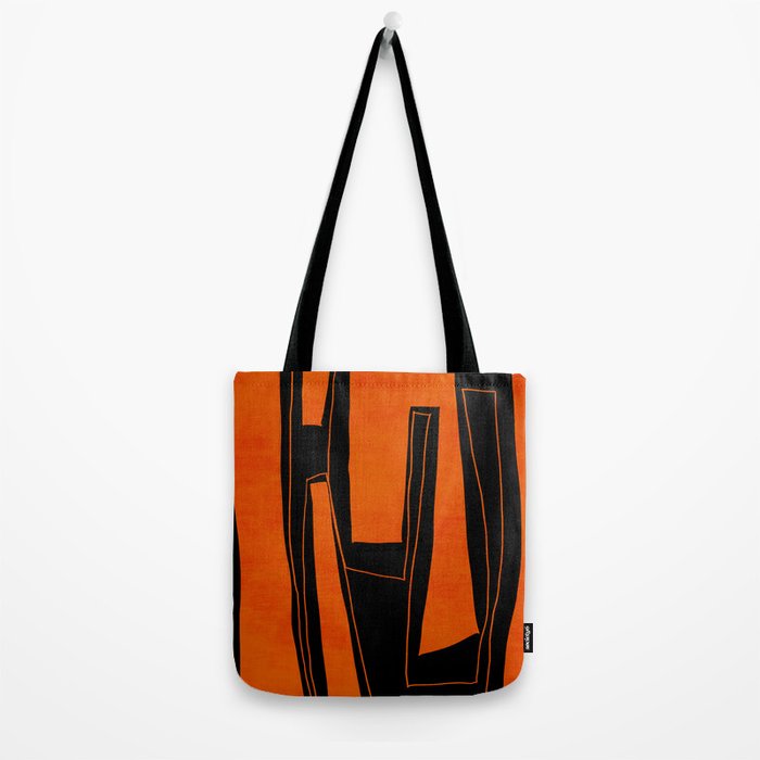 Bold Black and Orange Abstract Tote Bag Gallery Image 2