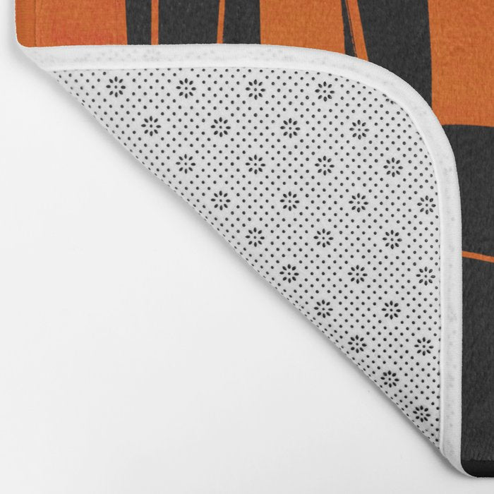 Bold Black and Orange Abstract Bath Mat Gallery Image 2