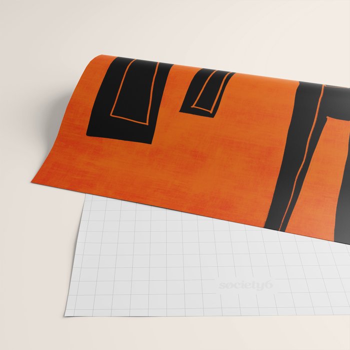 Bold Black and Orange Abstract Wrapping Paper Gallery Image 2