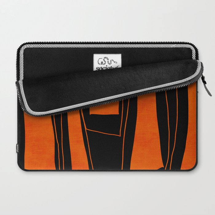 Bold Black and Orange Abstract Laptop Sleeve Gallery Image 2