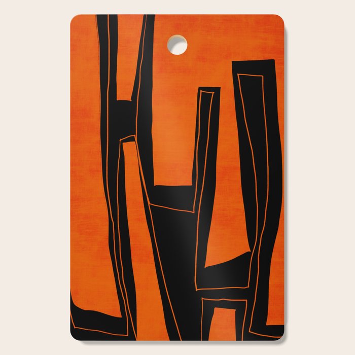Bold Black and Orange Abstract Cutting Board Gallery Image 1