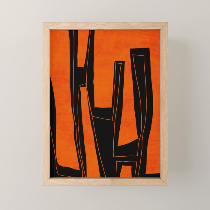 Bold Black and Orange Abstract Mini Art Print Gallery Image 1