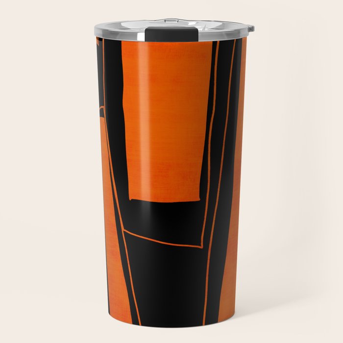Bold Black and Orange Abstract Travel Mug Gallery Image 1