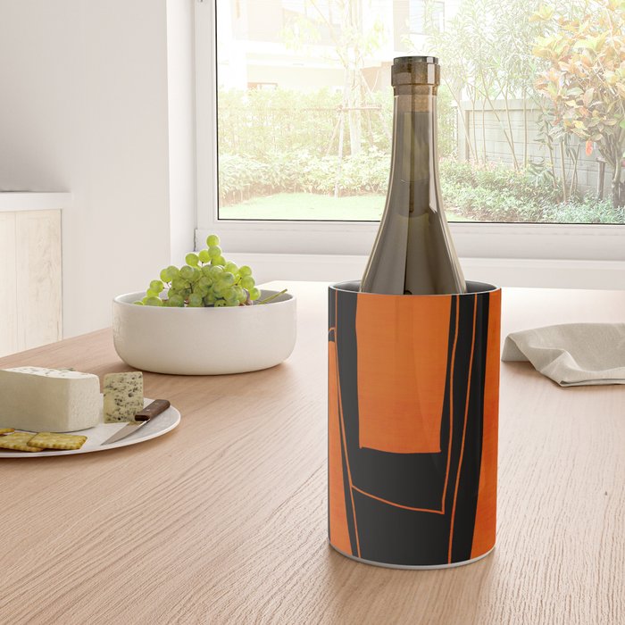 Bold Black and Orange Abstract Wine Chiller Gallery Image 4