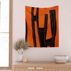 Bold Black and Orange Abstract Wall Tapestry Gallery Image 2