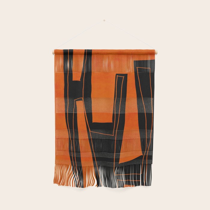 Bold Black and Orange Abstract Wall Hanging Gallery Image 1