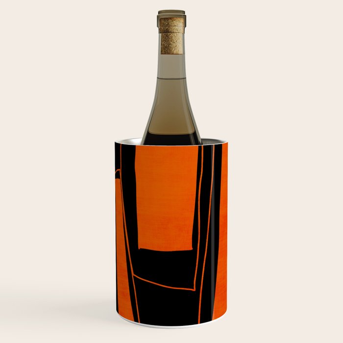 Bold Black and Orange Abstract Wine Chiller Gallery Image 1