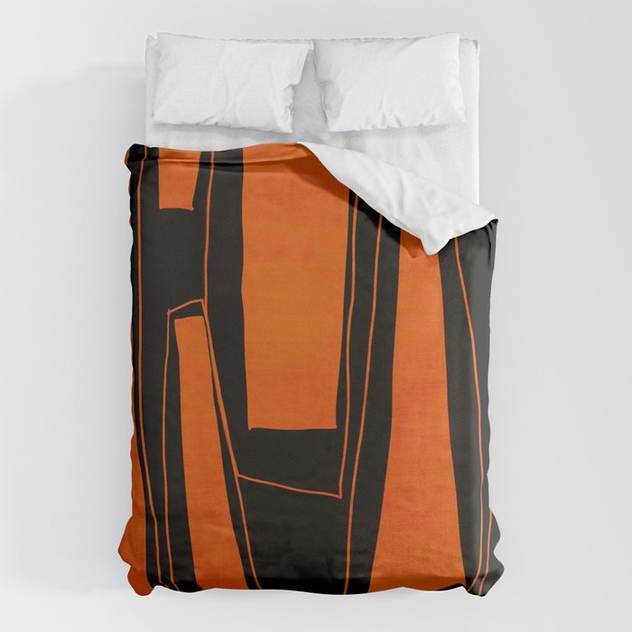 Bold Black and Orange Abstract Duvet Cover Gallery Image 6