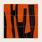 Bold Black and Orange Abstract Wood Wall Art Gallery Image 1