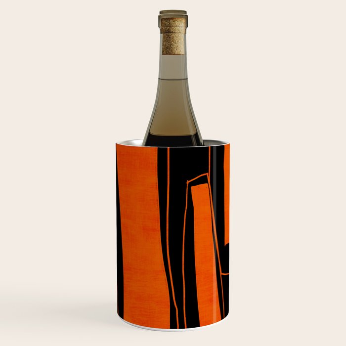 Bold Black and Orange Abstract Wine Chiller Gallery Image 2